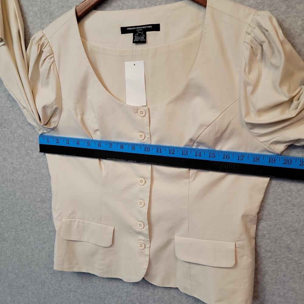 NEW‎ French Connection Poplin Button Up Top Womens XL 12 Cream Long Sleeve Lined - Picture 9 of 15